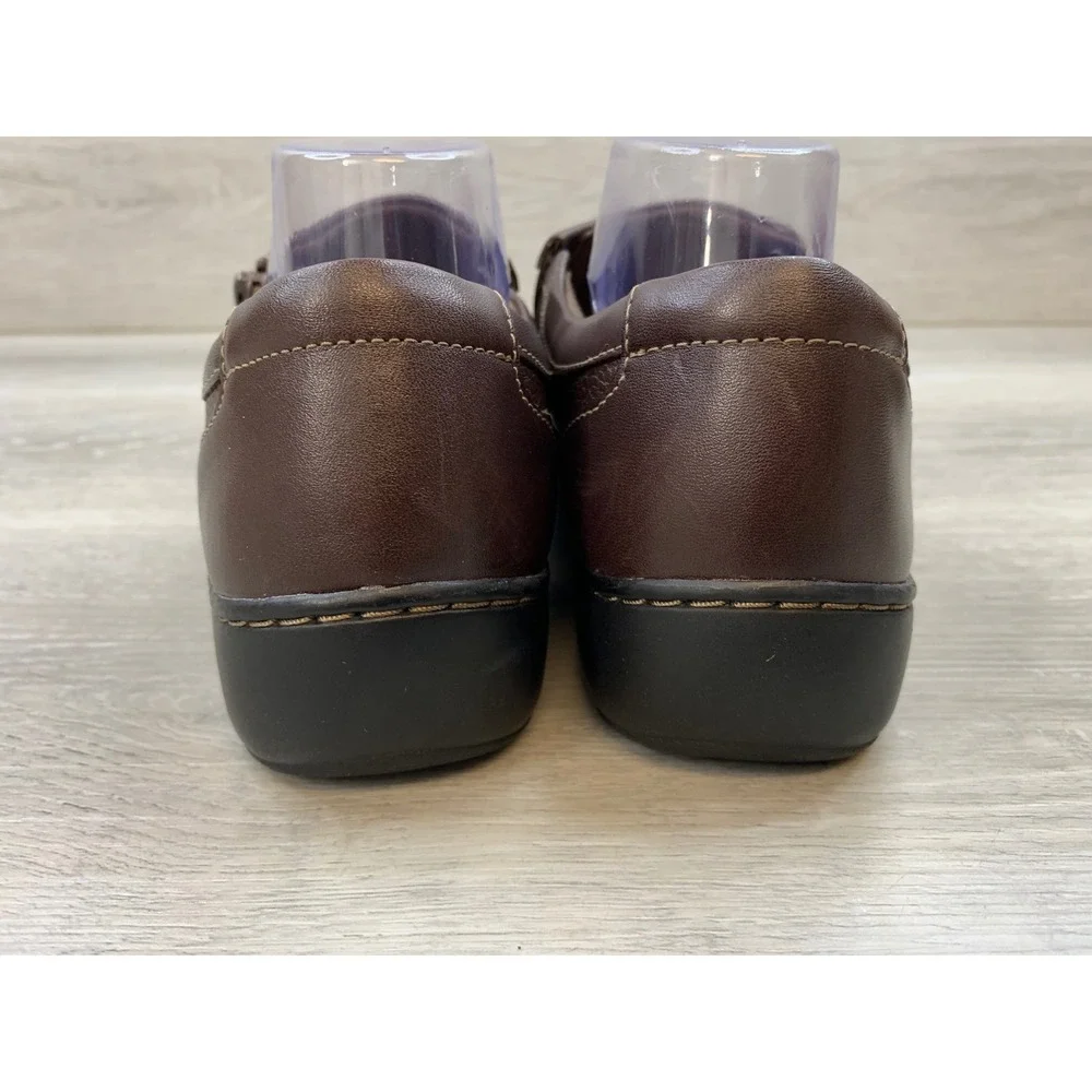 Clarks Brown Leather Zip Comfort Loafers Shoes Women's 10 W Comfort Shoes